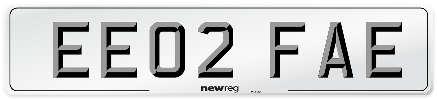 EE02 FAE Number Plate from New Reg